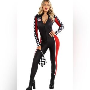 Racing-Inspired Black and Red Jumpsuit